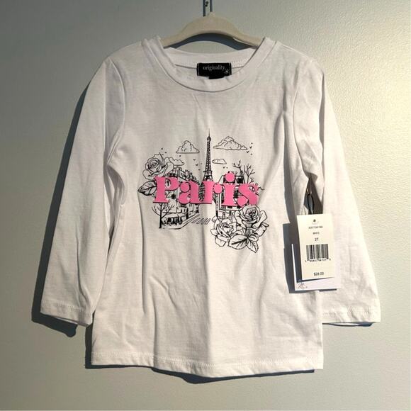NWT La La Land Creative Co Long Sleeve Paris T-Shirt, Toddler Girl 2T - Picture 1 of 9